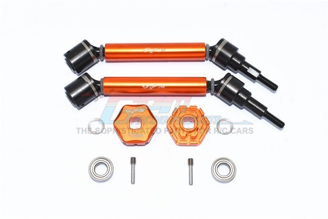 Gpm TXMS123AHEX Harden Front / Rear Adjustable Cvd Drive Shaft Hex Adapter +2mm 1/10 Traxxas Maxx Orange