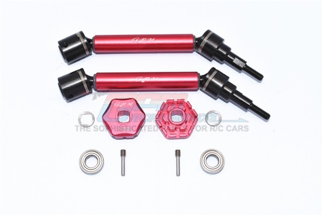 Gpm TXMS123AHEX Harden Front / Rear Adjustable Cvd Drive Shaft Hex Adapter +2mm 1/10 Traxxas Maxx Red