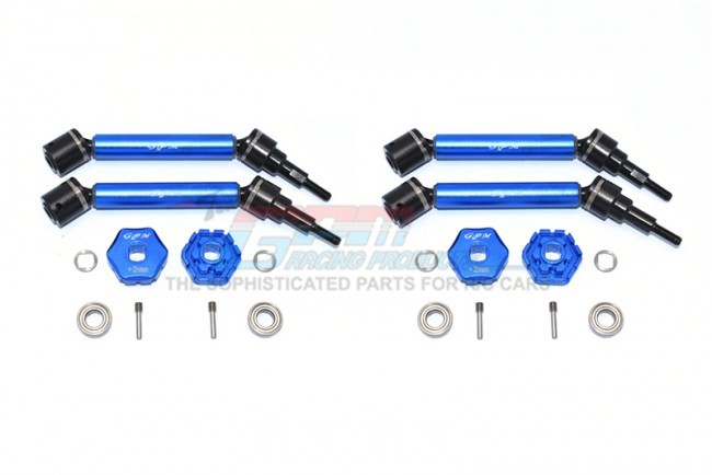 Gpm TXMS123AHEX2  Aluminum Front & Rear Adjustable Cvd Drive Shaft Hd Hex Adapter +2mm Offset 1/10 Rc Traxxas Maxx Blue