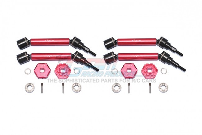 Gpm TXMS123AHEX2  Aluminum Front & Rear Adjustable Cvd Drive Shaft Hd Hex Adapter +2mm Offset 1/10 Rc Traxxas Maxx Red