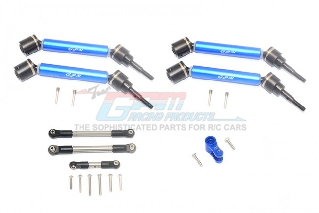 Gpm Racing TXMS1625123 Stainless Steel Tie Rod+25t Servo Horn & Steel F+r Adjustable Cvd Drive Shaft 1/10 Traxxas Maxx Blue