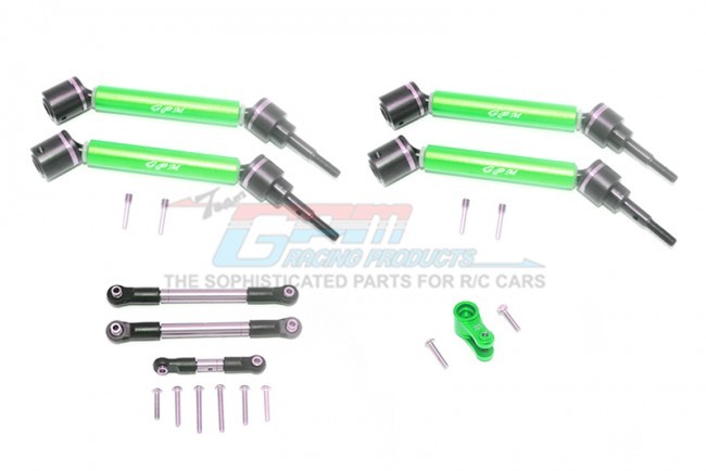 Gpm Racing TXMS1625123 Stainless Steel Tie Rod+25t Servo Horn & Steel F+r Adjustable Cvd Drive Shaft 1/10 Traxxas Maxx Green