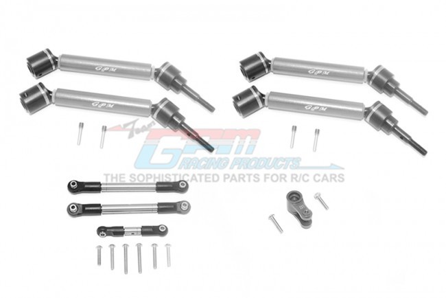 Gpm Racing TXMS1625123 Stainless Steel Tie Rod+25t Servo Horn & Steel F+r Adjustable Cvd Drive Shaft 1/10 Traxxas Maxx Gun Silver