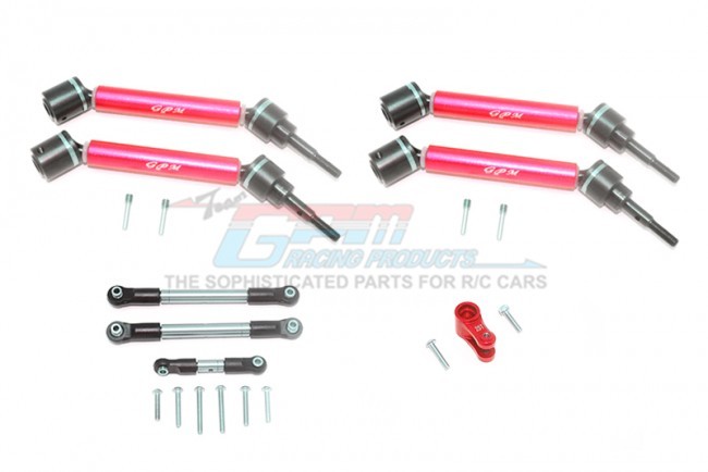Gpm Racing TXMS1625123 Stainless Steel Tie Rod+25t Servo Horn & Steel F+r Adjustable Cvd Drive Shaft 1/10 Traxxas Maxx Red