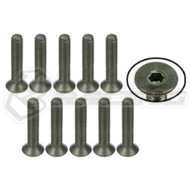 3racing  TS-FSM316M M3 X 16 Titanium Flat Head Hex Socket - Machine (10 Pcs)