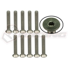 3racing   TS-FSM320M M3 X 20 Titanium Flat Head Hex Socket - Machine (10 Pcs)