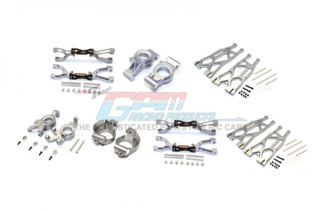 Gpm TXM100 Aluminum Front&rear Upper Lower Arms Front C Hubs Front Kncukle Arms Set For Traxxas X-maxx Gun Silver