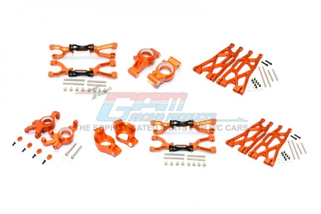 Gpm TXM100 Aluminum Front&rear Upper Lower Arms Front C Hubs Front Kncukle Arms Set For Traxxas X-maxx Orange