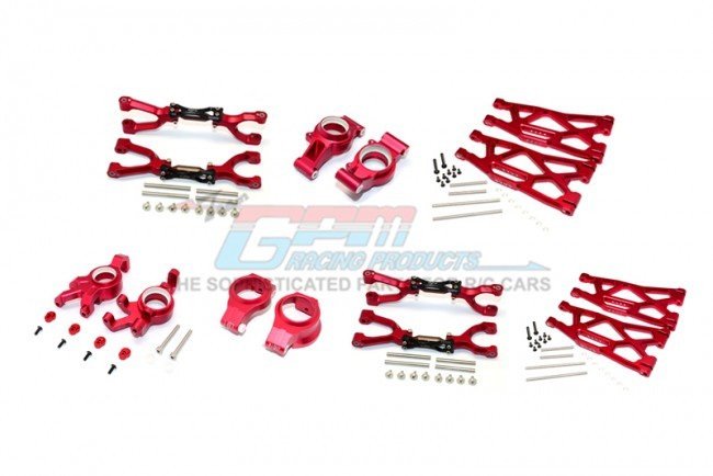 Gpm TXM100 Aluminum Front&rear Upper Lower Arms Front C Hubs Front Kncukle Arms Set For Traxxas X-maxx Red