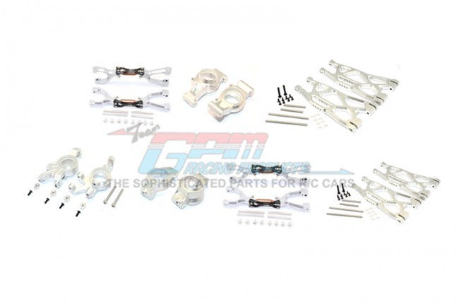 Gpm TXM100 Aluminum Front&rear Upper Lower Arms Front C Hubs Front Kncukle Arms Set For Traxxas X-maxx Silver
