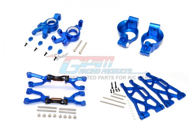 Gpm TXM54551921 Aluminum Front Upper Lower Arms C Hubs Kncukle Arms Set For X-maxx Traxxas X-maxx Blue