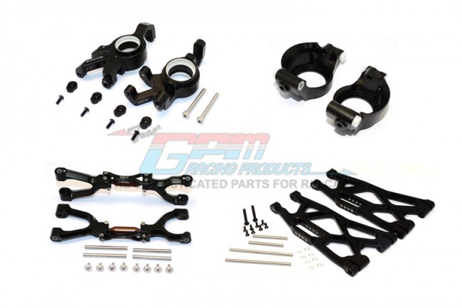 Gpm TXM54551921 Aluminum Front Upper Lower Arms C Hubs Kncukle Arms Set For X-maxx Traxxas X-maxx Black