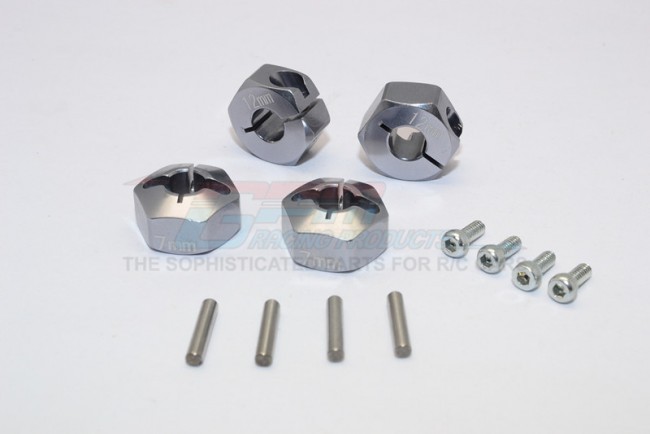 Gpm GT010/12X7MM Aluminum Hex Adapters 7mm Thick Traxxas 1/10 4wd Ford Gt4-tec 2.0 / 4-tec 3.0 93054-4 Gun Silver