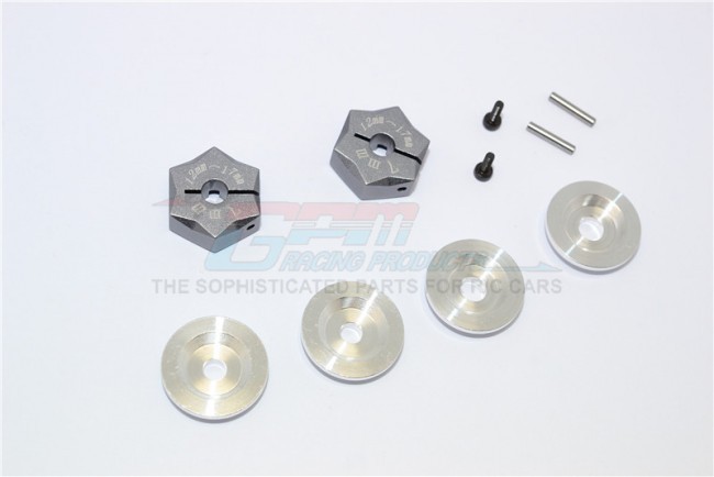 Gpm Racing ADT1217/7MM Aluminium Hex Adapter From 12mm Convert  To 17mm With 7mm Thickness Gun Silver