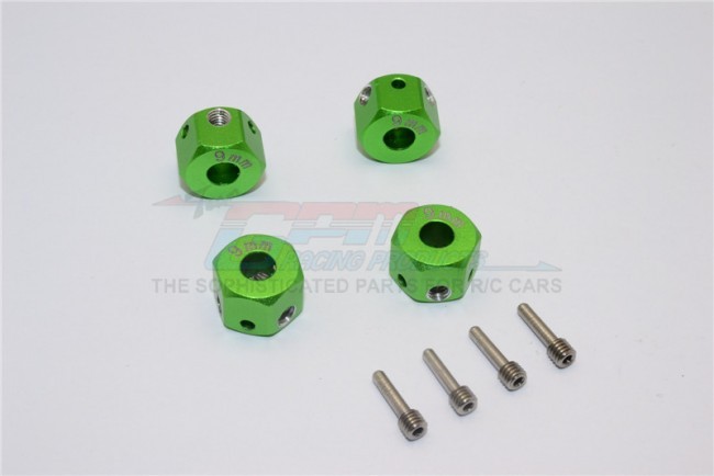 Gpm Racing ADT129/4 Aluminium Universal Hex Adapter 12mm X 9mm Green