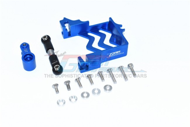 Gpm TXMS024 Aluminum Servo Mount Stainless Steel Tie Rod  Aluminum Servo Horn - 25t For 1/10 Rc Traxxas Maxx Monster Truck Blue