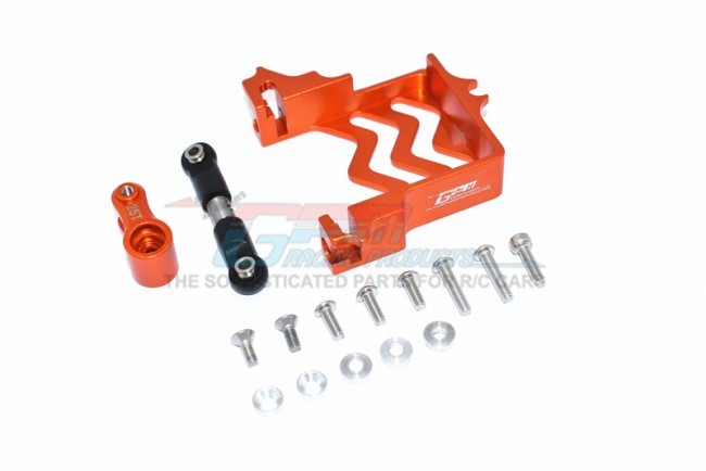 Gpm TXMS024 Aluminum Servo Mount Stainless Steel Tie Rod  Aluminum Servo Horn - 25t For 1/10 Rc Traxxas Maxx Monster Truck Orange