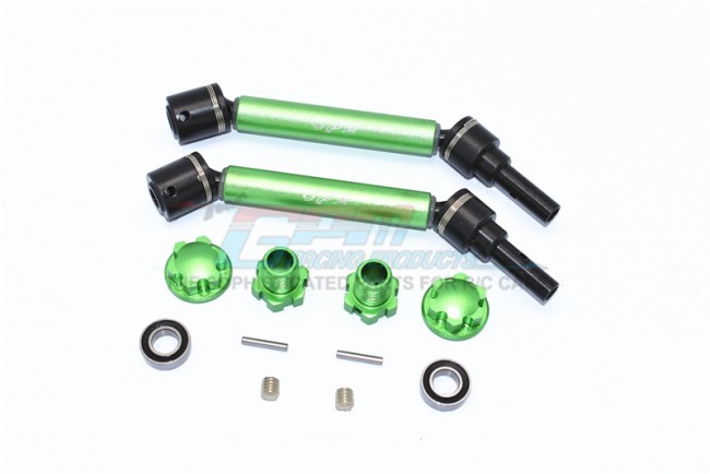 Gpm TXMS123F/RB  Aluminum Front/rear Adjustable Cvd Drive Shaft W/ Hex Adapter Wheel Lock For 1/10 Rc Traxxas Maxx Monster Truck Green