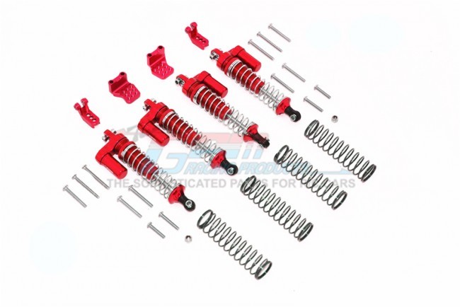 Gpm TRX4090BZFRL Aluminum L-shape Piggy Back Spring Dampers 90mm+adjustable Damper Mount (multiple Positioning Holes)  1/10 Electric 4wd Trx4 Ford Bronco Trail Crawler-82046-4 Red