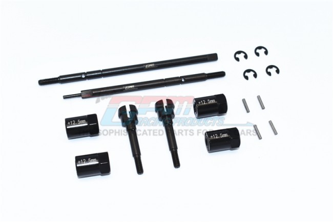 Gpm CC2237S+12.5 Harden Steel #45 Front Cvd Joint Rear Drive Shaft Aluminum 12.5mm Wider Hex 1/10 Rc Tamiya Cc-02 Black