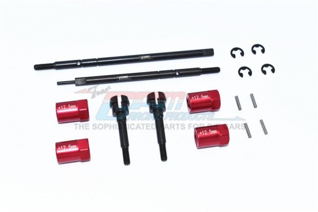 Gpm CC2237S+12.5 Harden Steel #45 Front Cvd Joint Rear Drive Shaft Aluminum 12.5mm Wider Hex 1/10 Rc Tamiya Cc-02 Red
