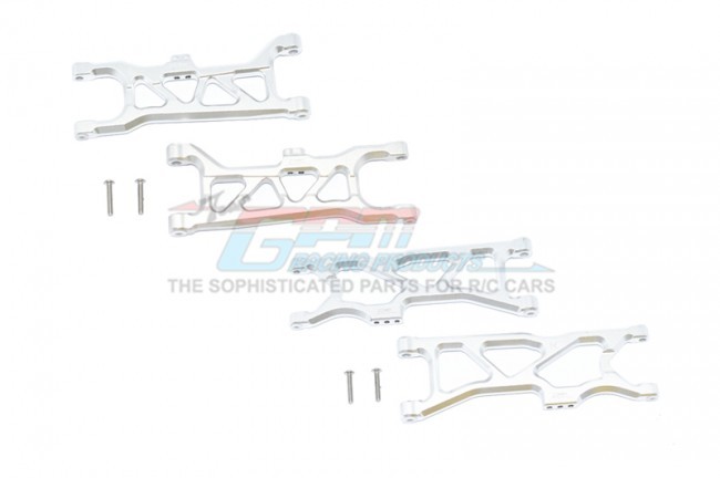 Gpm MAKS5556 Aluminum Front & Rear  Lower Arms Arrma 1/10 4wd Kraton 4x4 4s Blx Ara102690 Silver