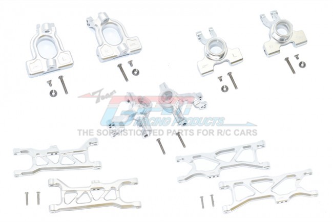 Gpm Racing MAKS100 Alloy Front C-hubs  Front And Rear Knuckle Arms And Front &rear Lower Arms 1/10 4wd Arrma Kraton 4x4 4s Blx Ara102690 Silver