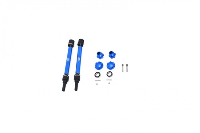 Gpm Hd Front / Rear Adjustable Cvd Drive Shaft W/ Hex Adapter And Wheel Lock For Traxxas 1/10 Maxx +20mm Widening Kit Blue