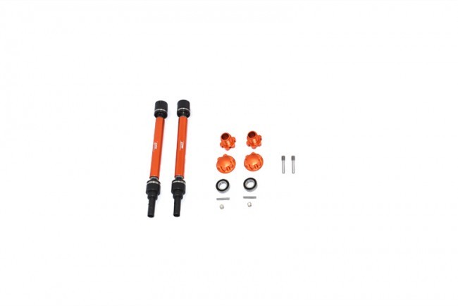 Gpm Hd Front / Rear Adjustable Cvd Drive Shaft W/ Hex Adapter And Wheel Lock For Traxxas 1/10 Maxx +20mm Widening Kit Orange