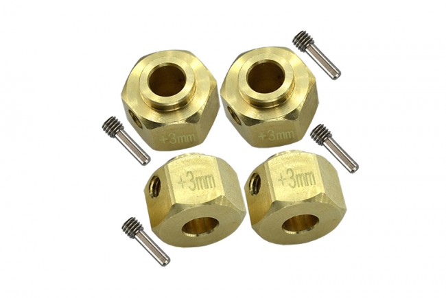 Gpm Racing SCX3010X/+3M-OC Brass Wheel Hex Adapters +3mm  1/10 4wd Capra 1.9 Unlimited Trail Buggy Axi03004 