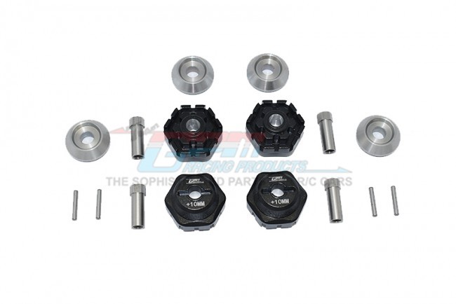 Gpm TXMS10/+10/2 Aluminum Wheel Hub Hex +10mm Traxxas 1/10 4wd Maxx Monster Truck 89076 Black