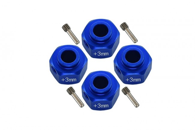 Gpm SCX3010/+3M Aluminum Wheel Hex Adapters +3mm 1/10 Axial Scx10 Iii / Axial Capra 1.9 Blue