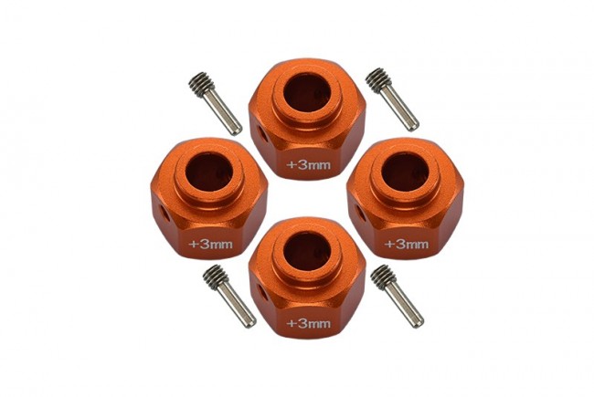 Gpm SCX3010/+3M Aluminum Wheel Hex Adapters +3mm 1/10 Axial Scx10 Iii / Axial Capra 1.9 Orange