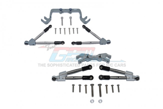 Gpm HS049FR Aluminum Front & Rear Tie Rods With Stabilizer Traxxas 1/10 4wd Hoss 4x4 Vxl 3s Gun Silver
