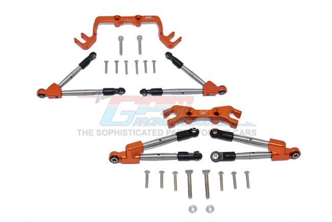 Gpm HS049FR Aluminum Front & Rear Tie Rods With Stabilizer Traxxas 1/10 4wd Hoss 4x4 Vxl 3s Orange