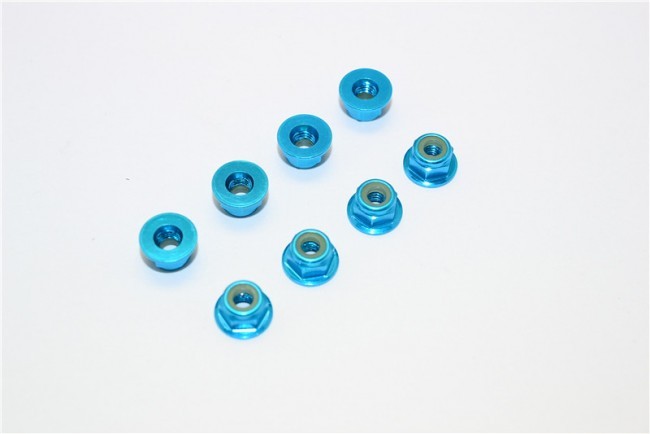 Gpm LN4L Aluminium 4mm Flanged Lock Nuts Light Blue