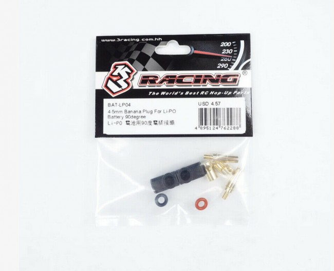 3racing Bat-lp02 4mm / 5mm Banana Plug For Li-po Battery 90 Degree 4-5mm