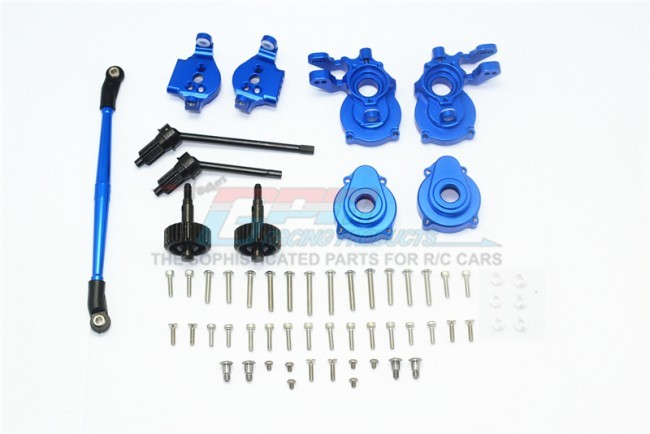 Gpm TRX4H100F Aluminum Front C-hubs Knuckle Arms Spindle Gear Cvd Steering Link1/10 Rc Traxxas Trx-4 Blue