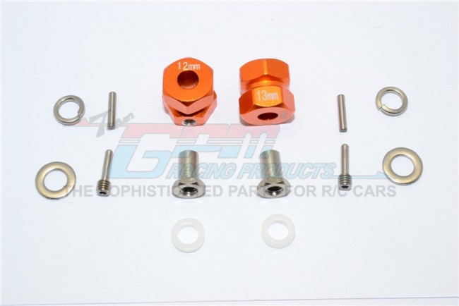 Aluminium Wheel Hex Adapter (inner 5mm, Outer 12mm, Thickness 13mm)  Axial Rr10 Bomber Orange