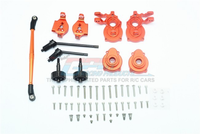 Gpm TRX4H100F Aluminum Front C-hubs Knuckle Arms Spindle Gear Cvd Steering Link1/10 Rc Traxxas Trx-4 Orange
