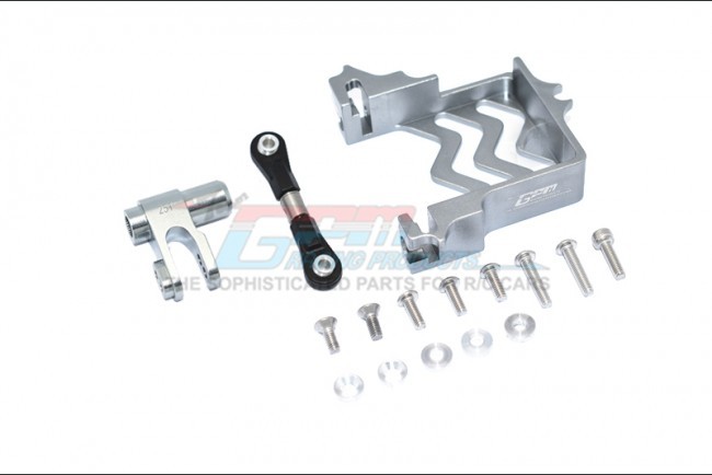 Gpm TXM024 Aluminum Servo Mount Steel Tie Rod 25t Servo Horn Traxxs 1/5 X-maxx 6s 8s Monster Gun Silver