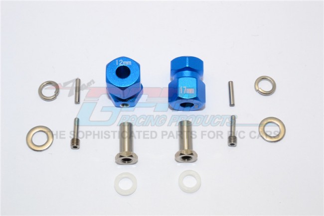 Aluminium Wheel Hex Adapter (inner 5mm, Outer 12mm, Thickness 17mm) Axial Rr10 Bomber Blue