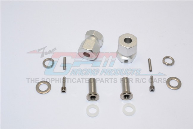 Aluminium Wheel Hex Adapter (inner 5mm, Outer 12mm, Thickness 17mm) Axial Rr10 Bomber Silver