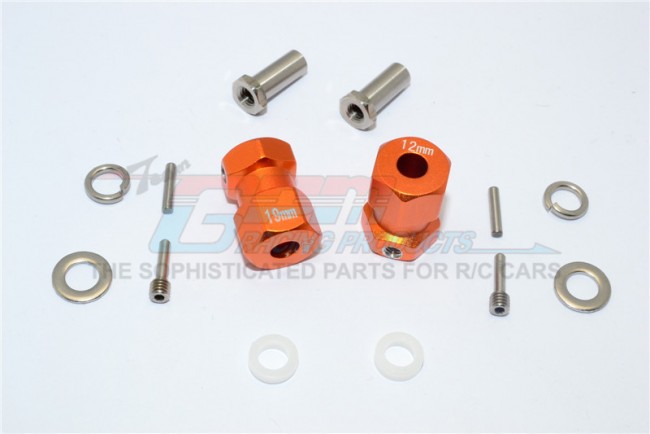 Aluminium Wheel Hex Adapter (inner 5mm, Outer 12mm, Thickness 19mm) Axial Rr10 Bomber Orange