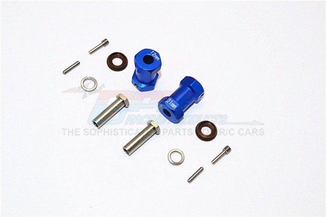 Aluminium Wheel Hex Adapters 21mm Width (use For 4mm Thread Wheel Shaft & 5mm Hole Wheel) Axial Rr10 Bomber Blue