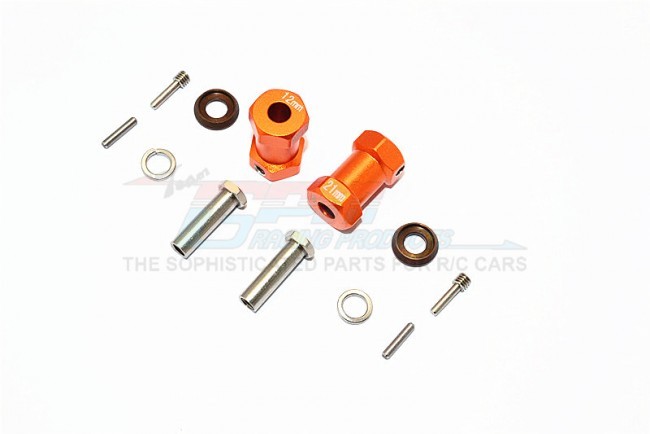 Aluminium Wheel Hex Adapters 21mm Width (use For 4mm Thread Wheel Shaft & 5mm Hole Wheel) Axial Rr10 Bomber Orange