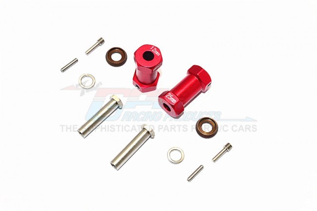 Aluminium Wheel Hex Adapters 25mm Width (use For 4mm Thread Wheel Shaft & 5mm Hole Wheel) Axial Rr10 Bomber Red