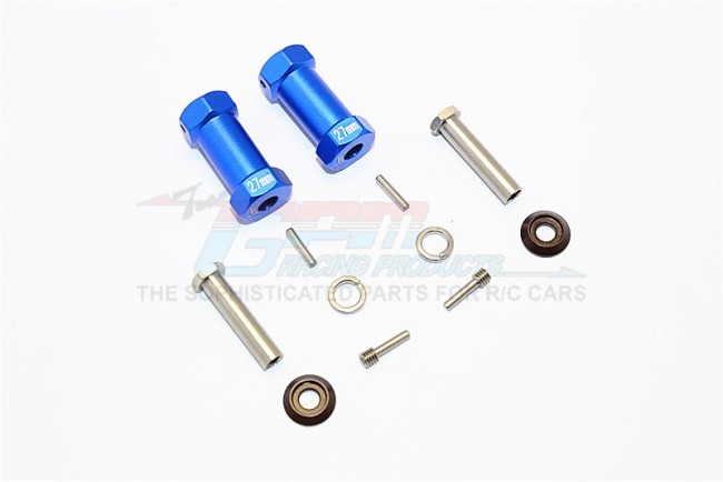 Aluminium Wheel Hex Adapters 27mm Width (use For 4mm Thread Wheel Shaft & 5mm Hole Wheel) Axial Rr10 Bomber Blue