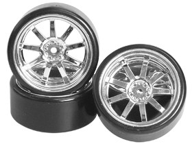 3racing WH-25/SI 1/10 9 Spoke Wheel & Tyre Set For Drift(7mm Offset) -4pcs 1/10 Drift Car 
