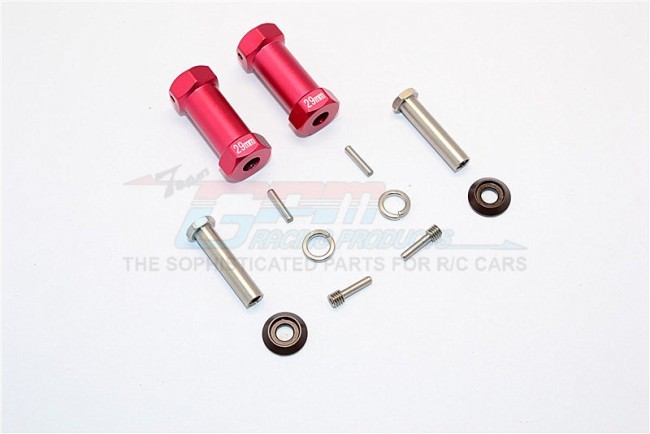 Aluminium Wheel Hex Adapters 29mm Width (use For 4mm Thread Wheel Shaft & 5mm Hole Wheel)  Axial Rr10 Bomber Red